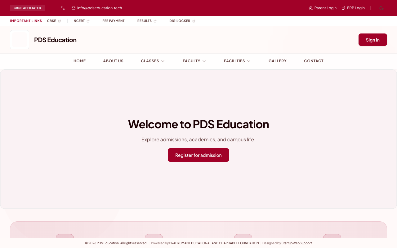 Screenshot of PDS Education