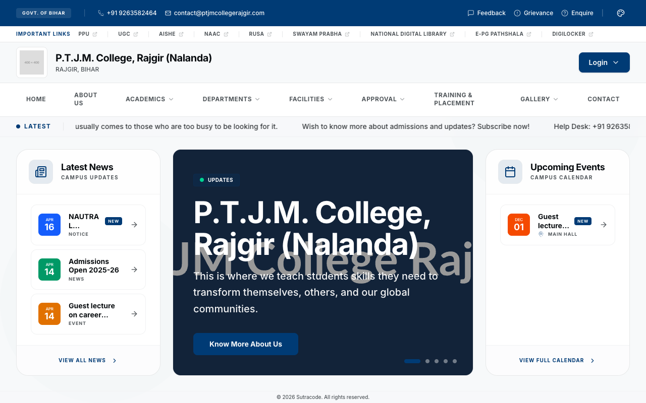 Screenshot of PTJM College Rajgir